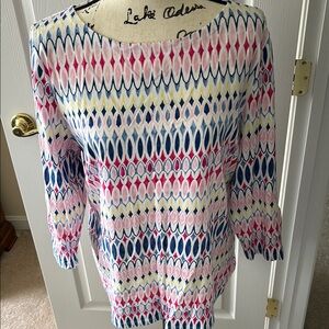 Talbots Pink and Blue Patterned Top